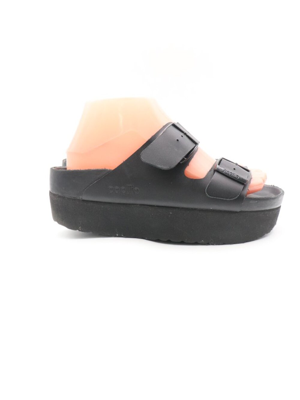 Papillio Birkenstock Arizona Flex Platform Women's 38 US 7 Black Leather Sandals